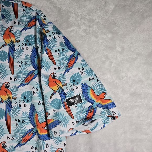 Waggle Polo Shirt Mens Size 2XL XXL Blue Parrot Tropical Golf Performance - Picture 3 of 9